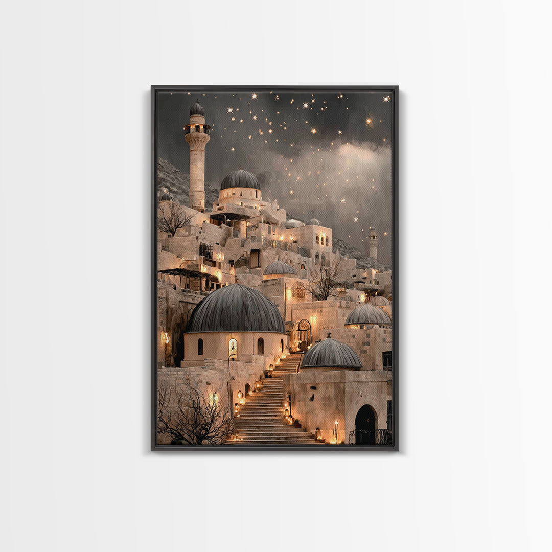 City of Light – Framed Canvas Print – Christmas Art Framed – Christian Wall Art – Christian Art Canvas – Christian Christmas Art – Retro Ch