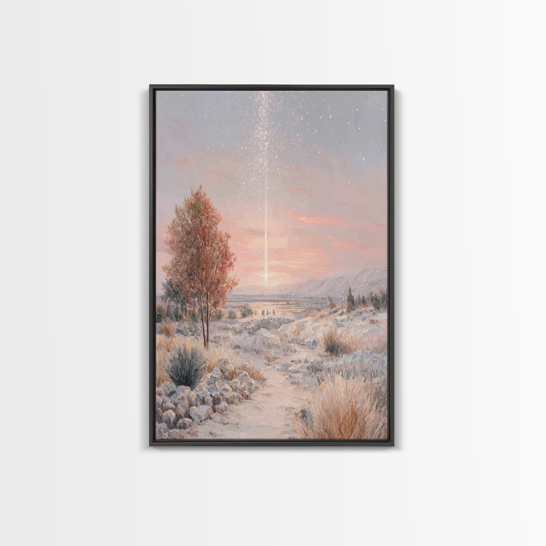 Starfall Journey – Framed Canvas Print – Christian Art Canvas – Christian Painting – Christmas Art – Modern Christian Art – Christian Wall