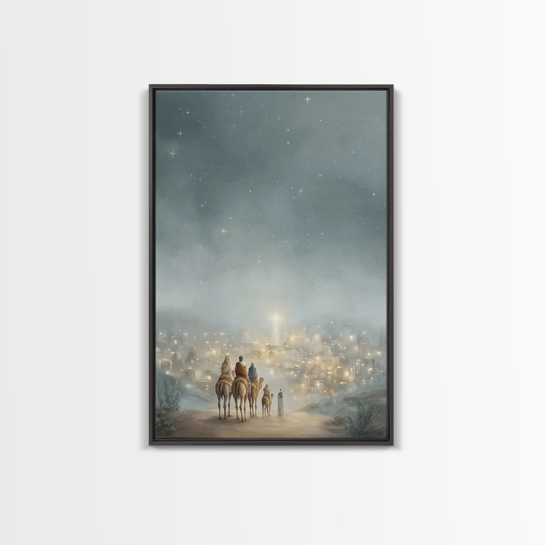City Of Light – Framed Canvas Print – Christmas Wall Art – Christian Christmas Art – Christian Art Canvas – Jesus Painting – Christian Deco