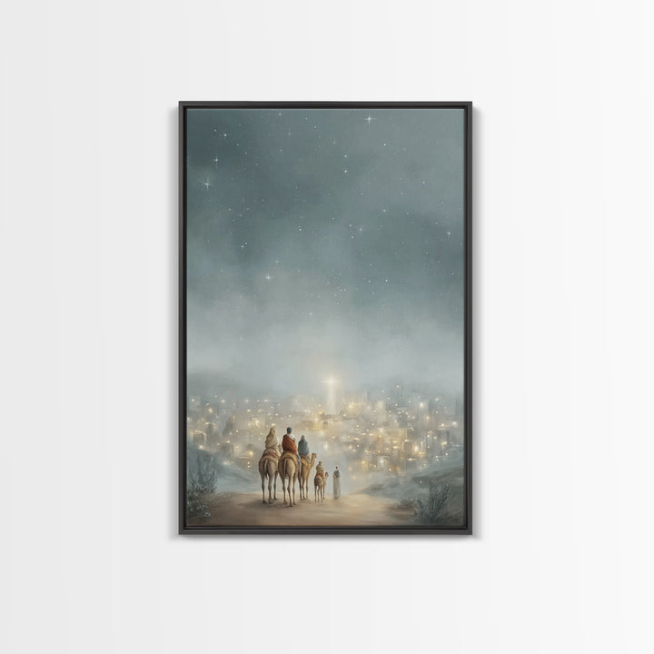 City Of Light – Framed Canvas Print – Christmas Wall Art – Christian Christmas Art – Christian Art Canvas – Jesus Painting – Christian Deco