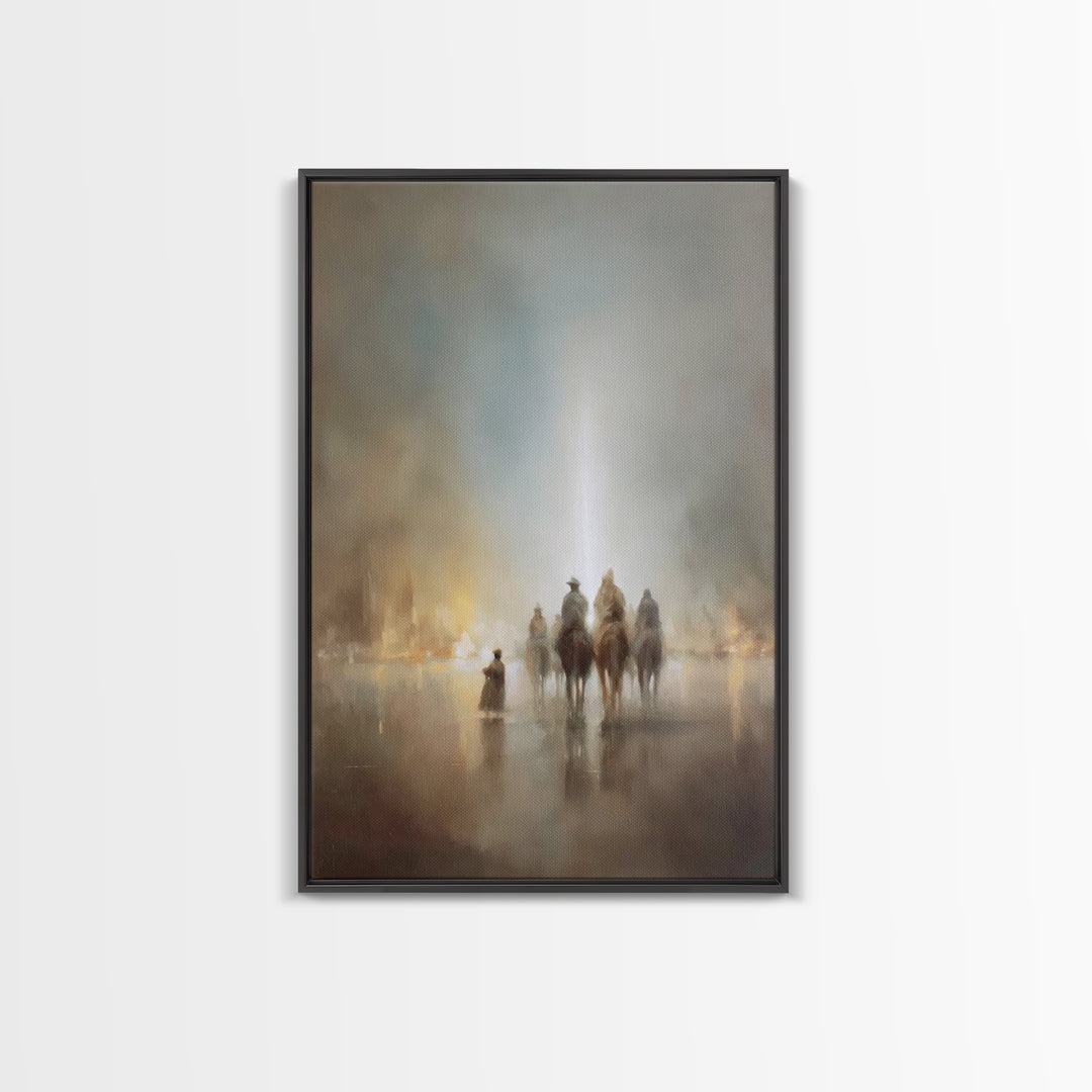 Mystic Pilgrims – Framed Canvas Print – Christian Art – Christmas Art Prints – Christian Wall Art – Jesus Christmas Art – Christian Canvas