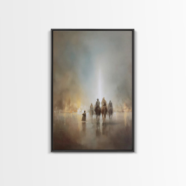Mystic Pilgrims – Framed Canvas Print – Christian Art – Christmas Art Prints – Christian Wall Art – Jesus Christmas Art – Christian Canvas