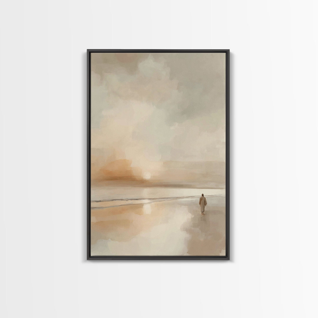 Gentle Horizon – Framed Canvas Print – Christian Art Canvas – Christian Wall Art – Minimalist Christian Art – Jesus Painting – Christian Ar