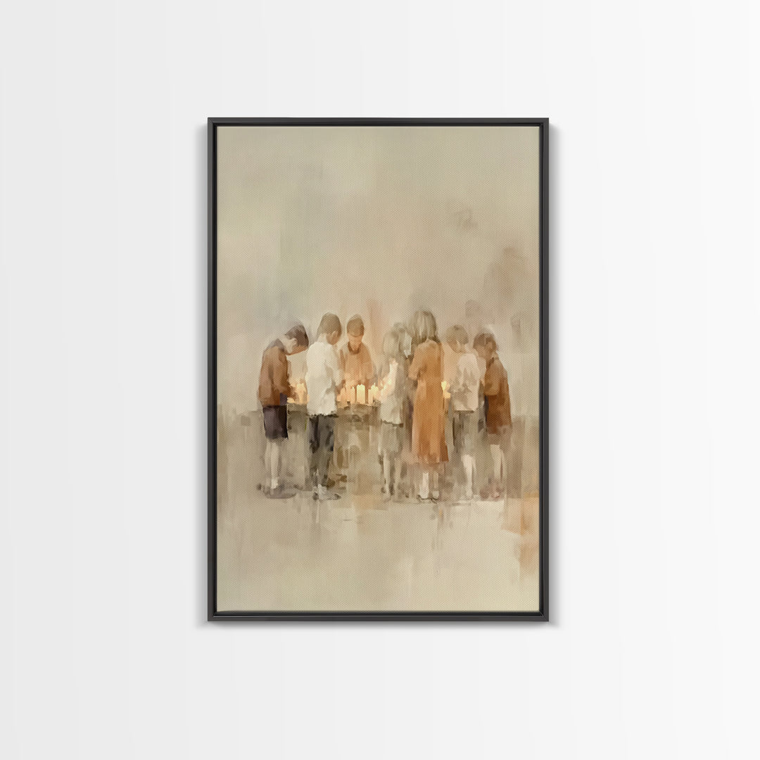 Little Candle Circle – Framed Canvas Print – Christian Art – Christian Wall Art – Christian Art Canvas – Christmas Art Prints – Christian D