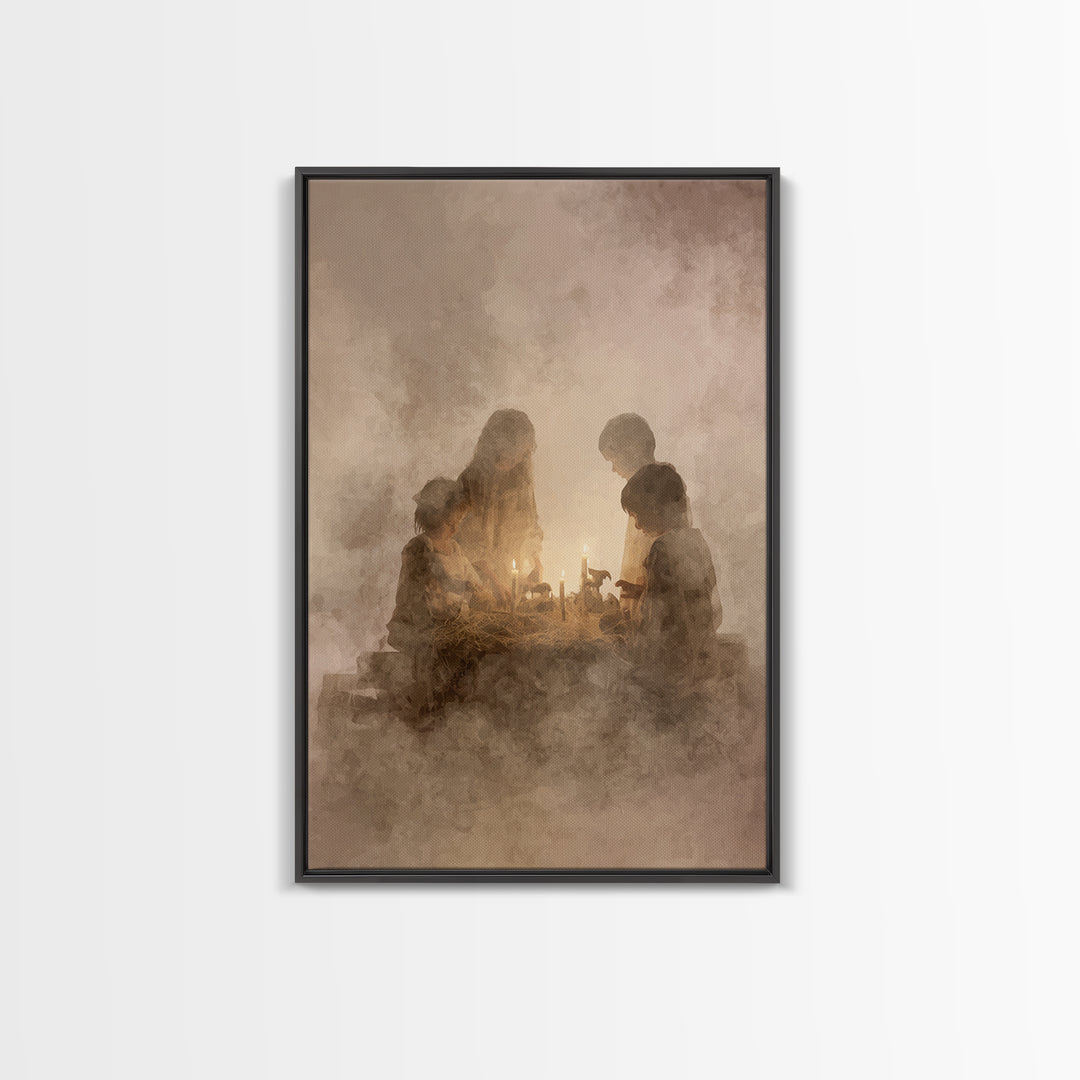 Bethlehem Candles – Framed Canvas Print – Christian Wall Art – Christian Christmas Decorations – Christian Art Canvas – Christmas Art – Chr