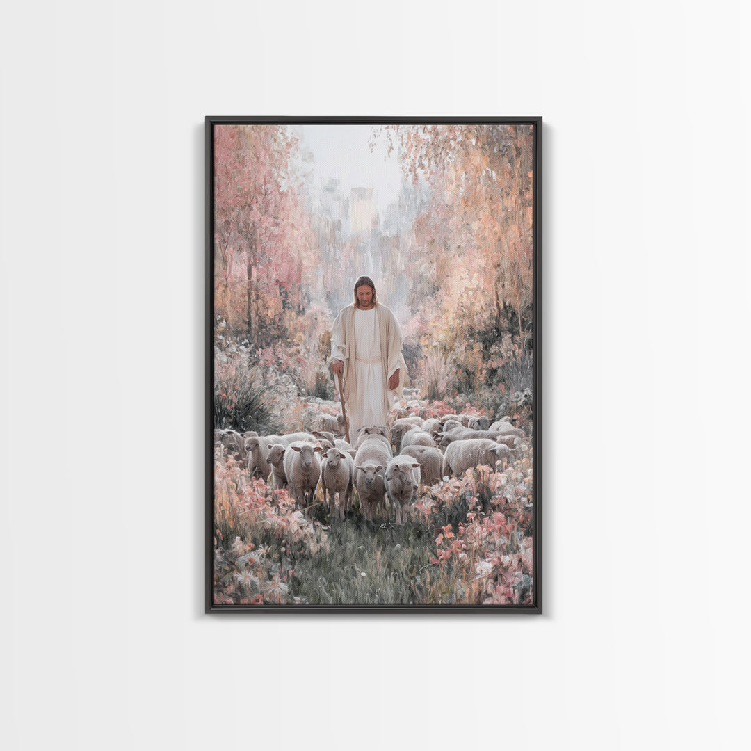 Garden Of Peace – Framed Canvas Print – Christian Wall Art – Jesus Painting – Christian Art Canvas – Christian Decor – Modern Christian Art