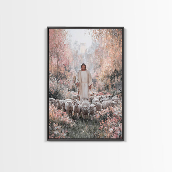 Garden Of Peace – Framed Canvas Print – Christian Wall Art – Jesus Painting – Christian Art Canvas – Christian Decor – Modern Christian Art