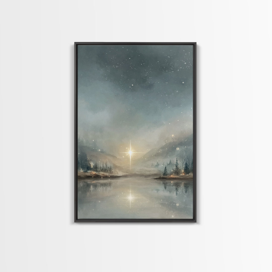 Guiding Star Reflections, Framed Canvas Print, Christian Art Canvas, Christmas Art Prints, Christian Wall Art, Modern Christian Art, Christ