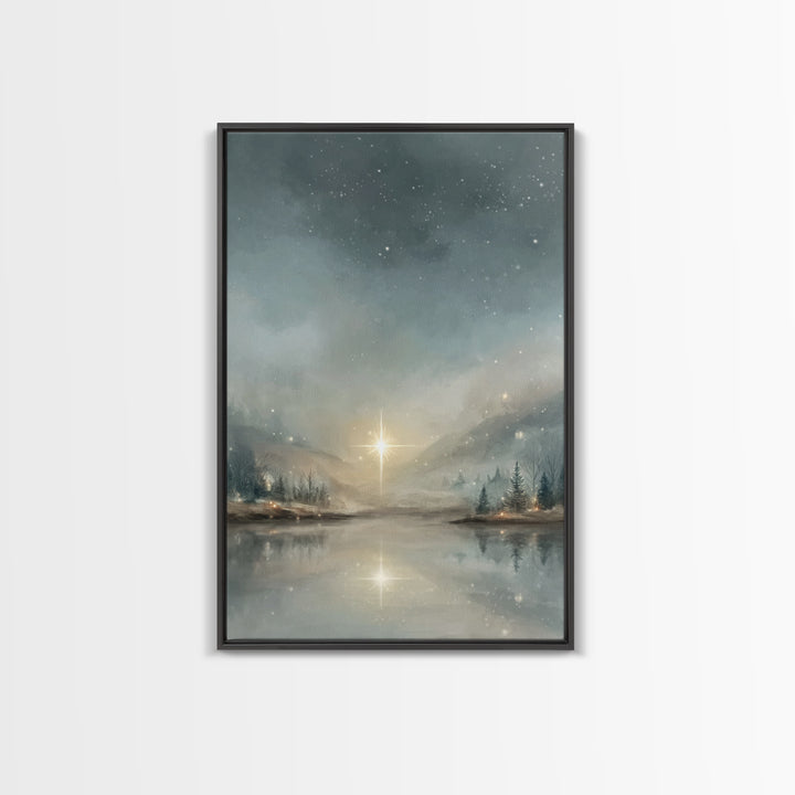 Guiding Star Reflections, Framed Canvas Print, Christian Art Canvas, Christmas Art Prints, Christian Wall Art, Modern Christian Art, Christ