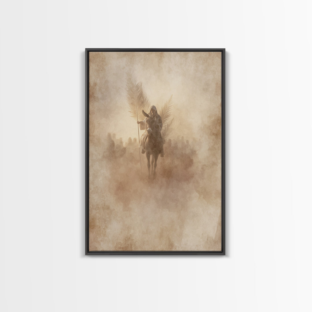 Palm Dawn Entry – Framed Canvas Print – Christian Wall Art – Christian Art Canvas – Large Christian Painting – Vintage Christian Art – Chri