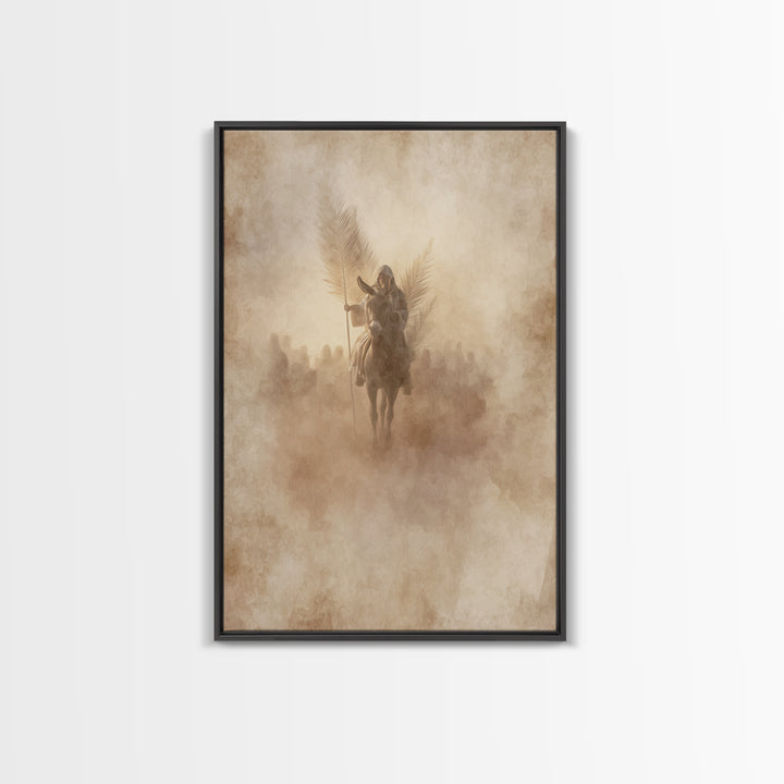 Palm Dawn Entry – Framed Canvas Print – Christian Wall Art – Christian Art Canvas – Large Christian Painting – Vintage Christian Art – Chri