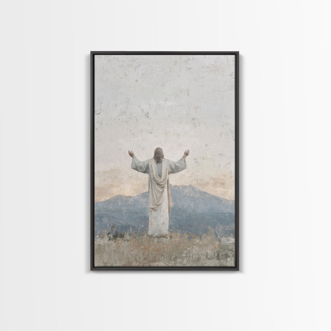 Silent Peak Devotion – Framed Canvas Print – Christian Art Canvas – Jesus Wall Art – Subtle Christian Art – Christmas Art Work – Christian