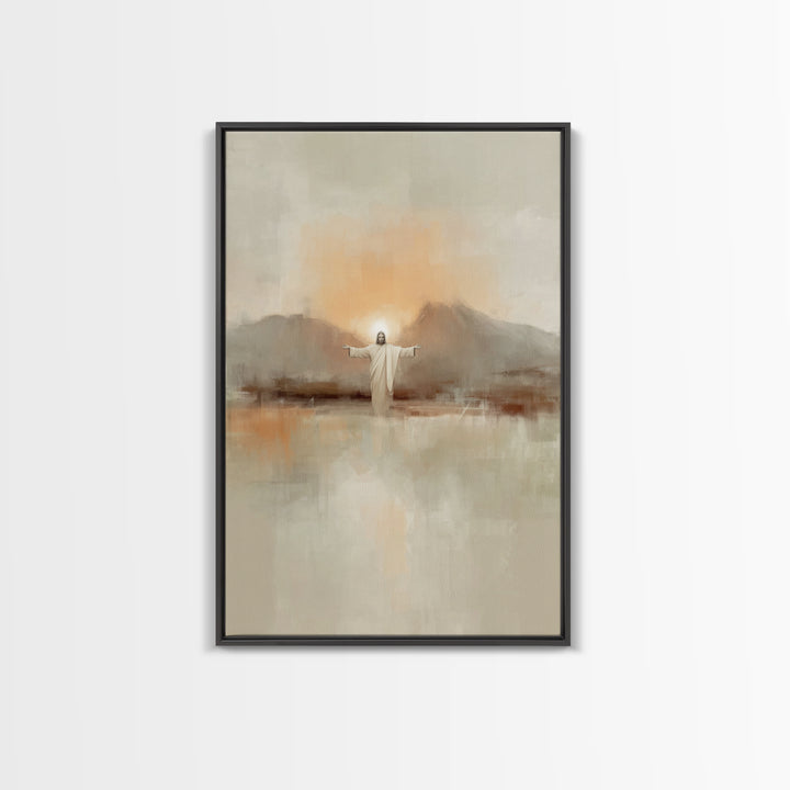 Dawn Of Mercy – Framed Canvas Print – Christian Wall Art – Jesus Painting – Christian Art Canvas – Minimalist Christian Art – Christian Dec