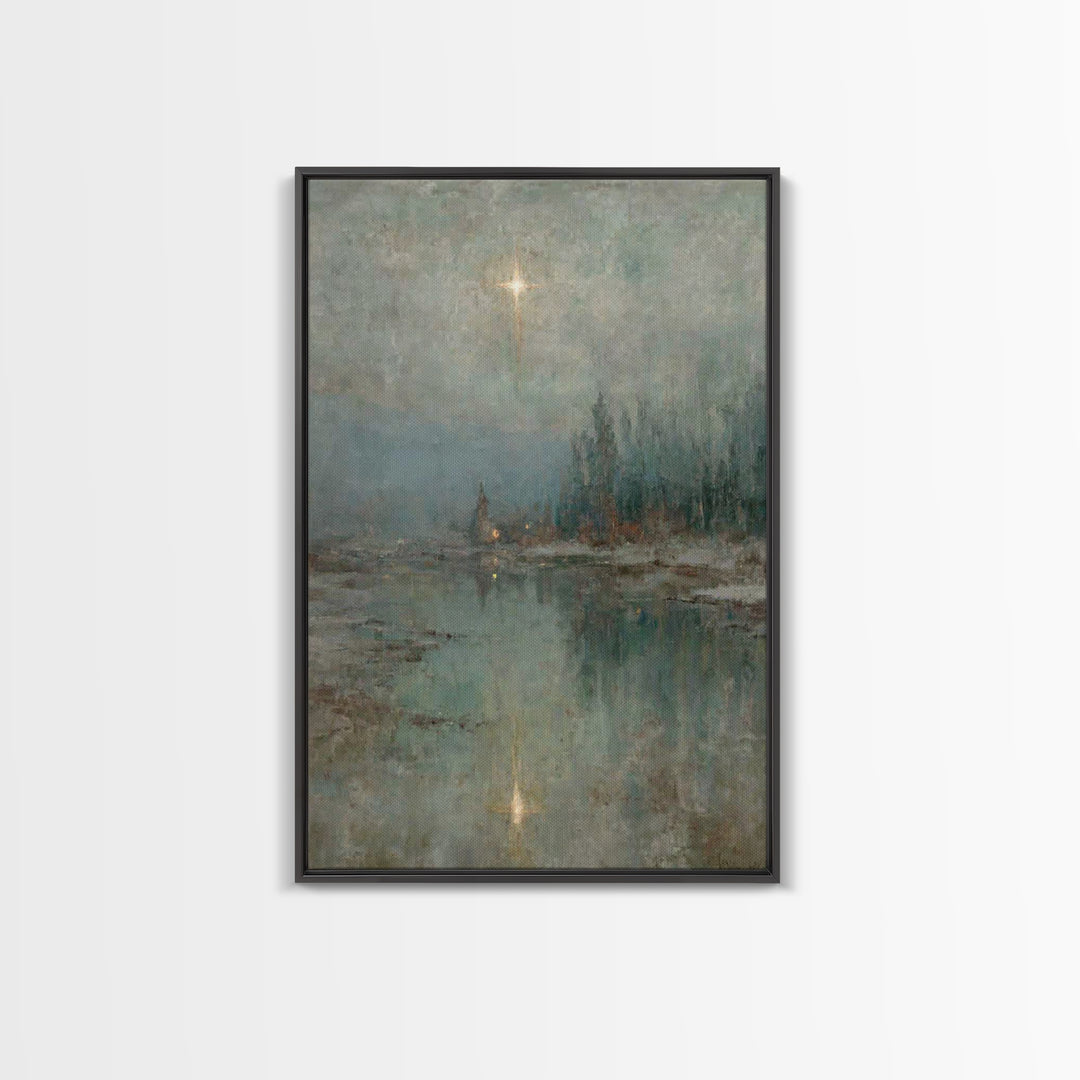 Light Over Still Waters | Framed Canvas Print | Christian Art Canvas | Christian Wall Art | Vintage Christian Art | Christmas Art Prints |