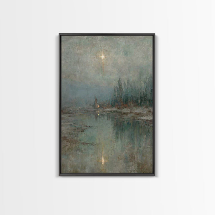 Light Over Still Waters | Framed Canvas Print | Christian Art Canvas | Christian Wall Art | Vintage Christian Art | Christmas Art Prints |
