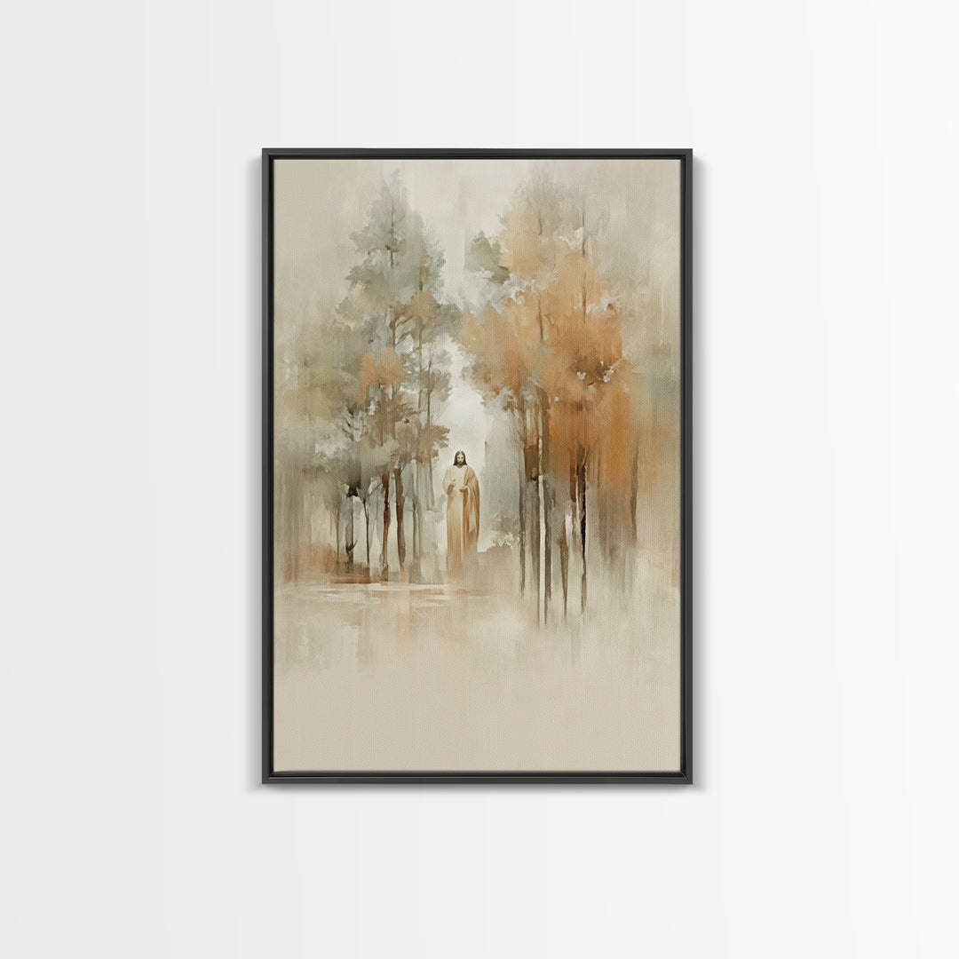 Forest Light Blessing – Framed Canvas Print – Christian Wall Art – Jesus Painting – Christian Art Canvas – Christian Christmas Art