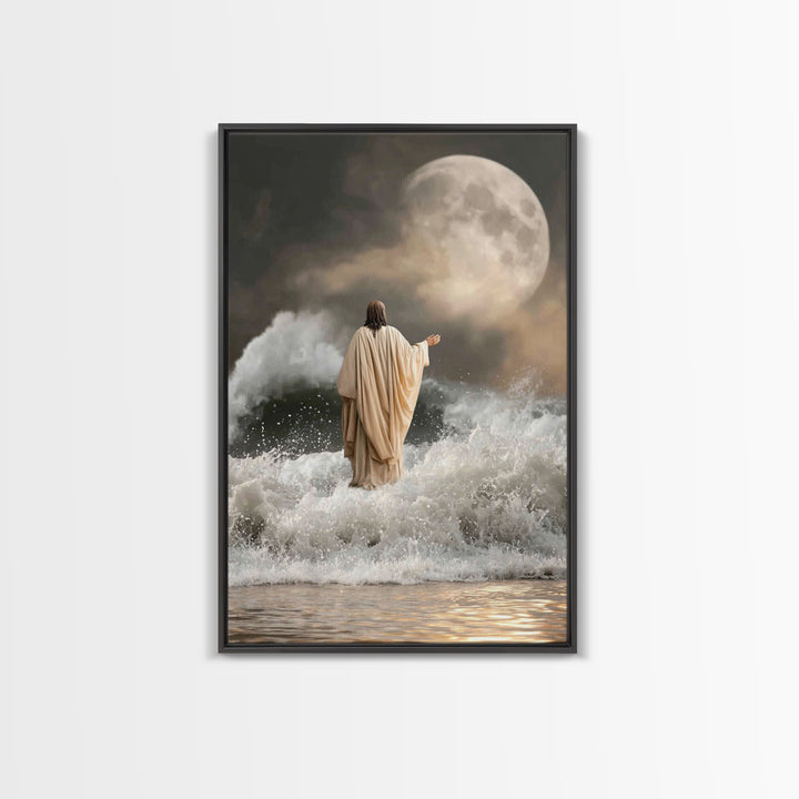 Moonlit Calvary Glory | Framed Canvas Print | Christian Wall Art | Christian Christmas Art | Christian Art Canvas | Christian Decor