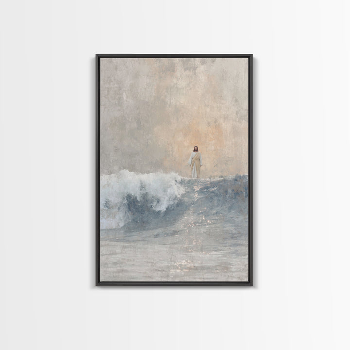 Waves Of Majesty, Framed Canvas Print, Jesus Painting, Christian Wall Art, Christian Art Canvas, Modern Christian Art
