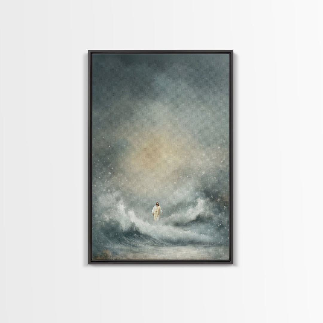 Stormlight Promise | Framed Canvas Print | Christian Art Canvas | Jesus Painting | Moody Christian Art | Christian Wall Art