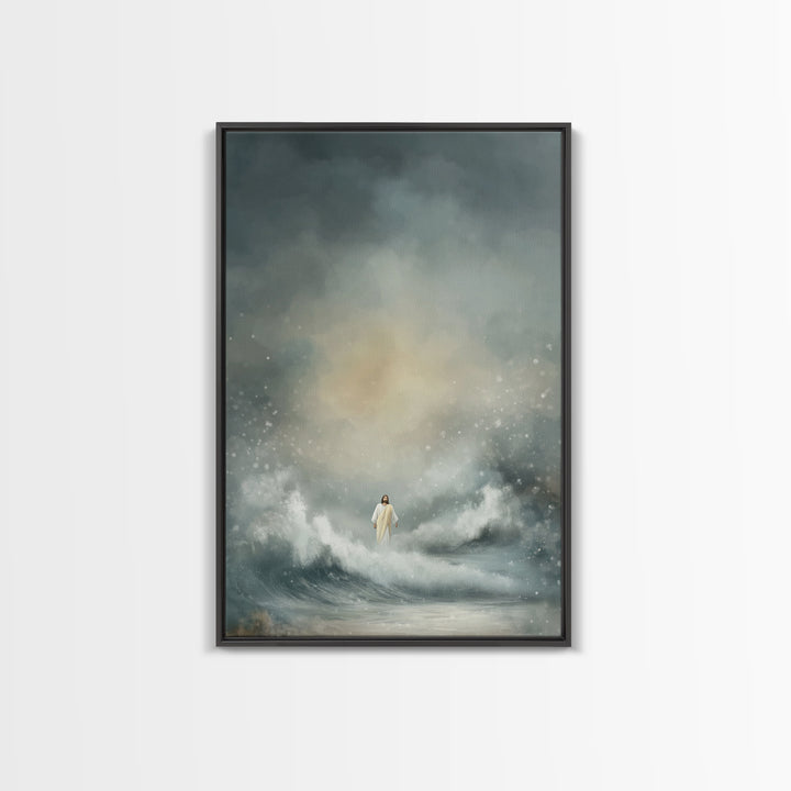 Stormlight Promise | Framed Canvas Print | Christian Art Canvas | Jesus Painting | Moody Christian Art | Christian Wall Art