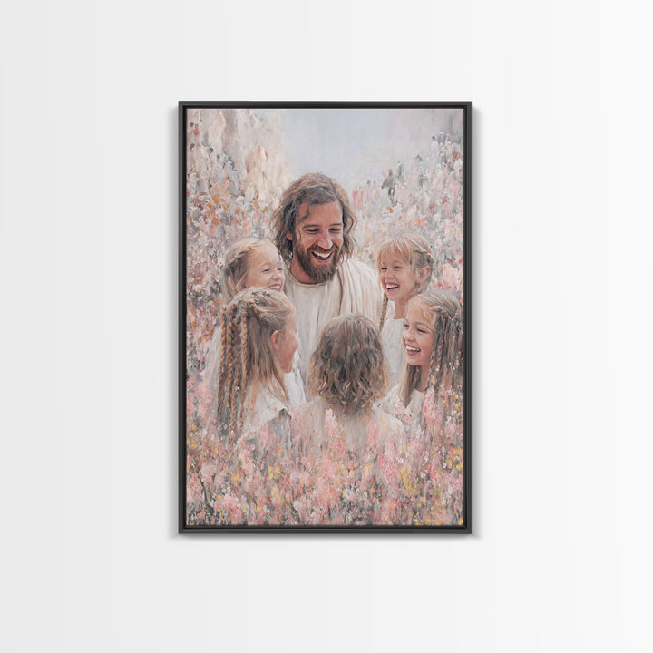 Joyful Garden Grace – Framed Canvas Print – Christian Art Canvas – Christian Gift Ideas – Jesus Painting – Christian Wall Art