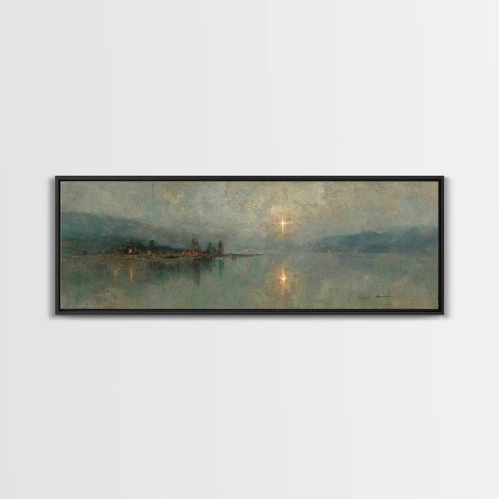 Midnight Bethlehem Light – Framed Canvas Print – Panoramic Art – Christian Wall Art – Christian Art Canvas – Christmas Art – Modern Christi