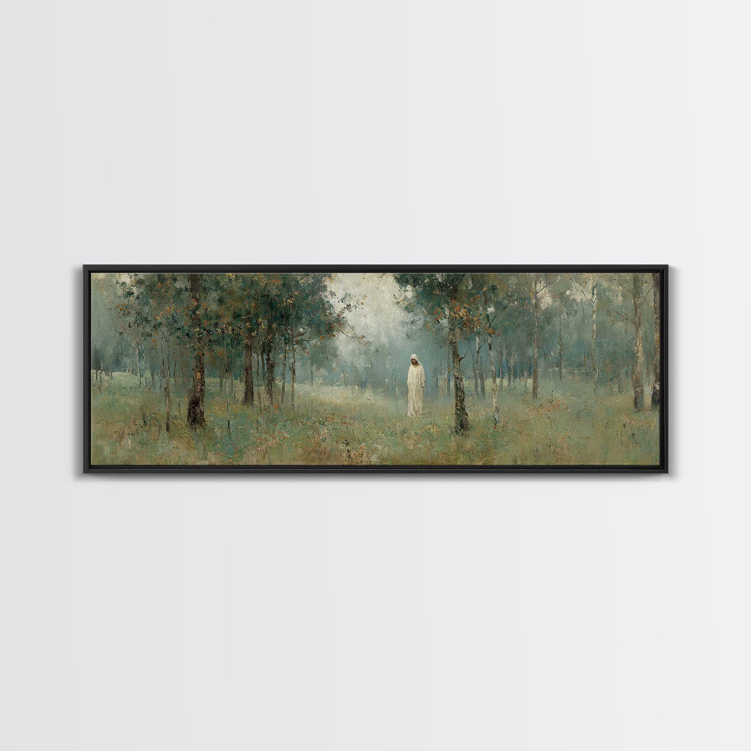 Forest Of Peace – Framed Canvas Print – Christian Art – Panoramic Painting – Jesus Wall Art – Christian Gift Ideas