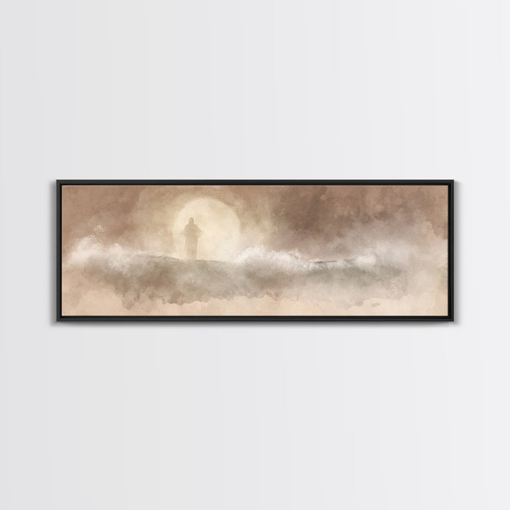 Calm Of The Storm – Framed Canvas Print – Panoramic Art – Christian Wall Art – Jesus Painting – Christian Art Canvas – Christian Gift