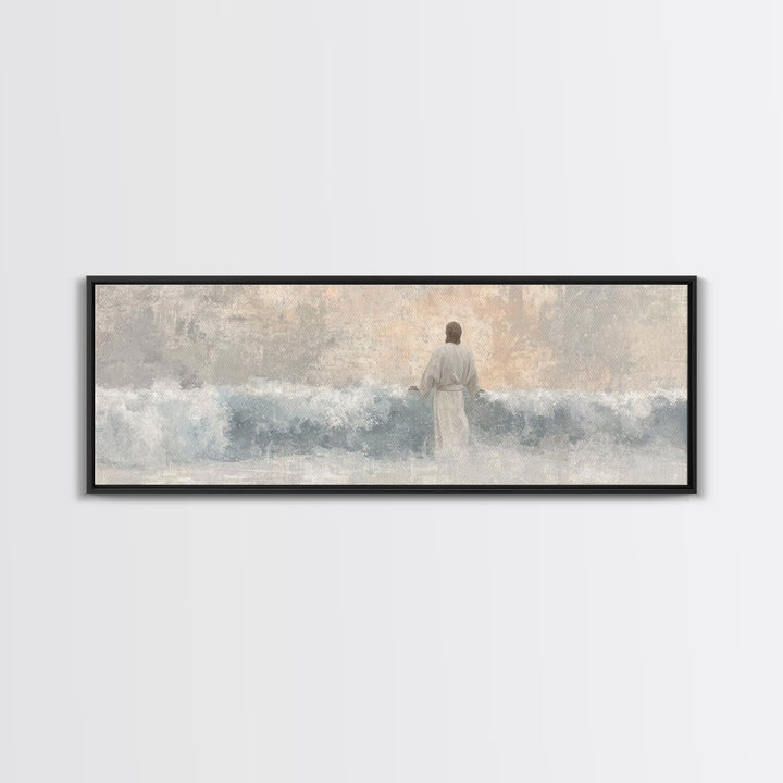 Waves Of Salvation – Framed Canvas Print – Christian Art – Jesus Canvas Art – Panoramic Wall Art – Christian Painting – Christian Gift Idea