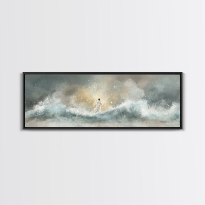 Eternal Wave Dawn – Framed Canvas Print – Christian Art Canvas – Panoramic Painting – Jesus Wall Art – Christian Art – Christian Gift
