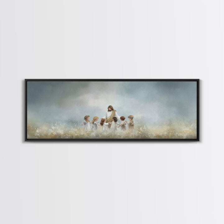 Circle Of His Love, Framed Canvas Print, Christian Wall Art, Jesus Painting, Panoramic Art, Christian Art Canvas, Christian Gift Ideas