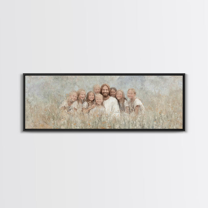 Garden Joy Light | Framed Canvas Print | Christian Art Print | Jesus Canvas Art | Panoramic Wall Art | Christian Painting | Christian Decor
