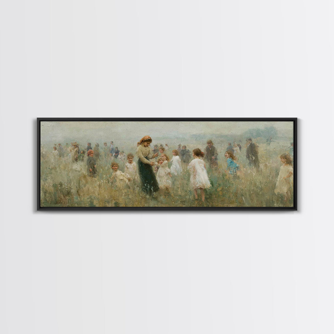 Morning Meadow Joy | Framed Canvas Print | Panoramic Art | Christian Art Canvas | Jesus Painting | Christian Wall Art | Christian Gift Idea