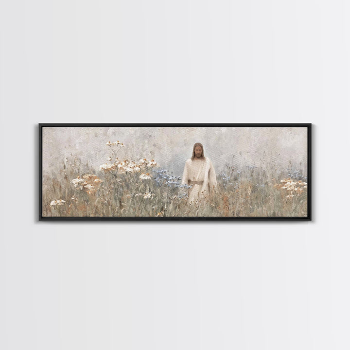 Garden Of Hope, Framed Canvas Print, Panoramic Print, Christian Art Canvas, Christian Wall Art, Jesus Painting, Vintage Christian Art, Chri