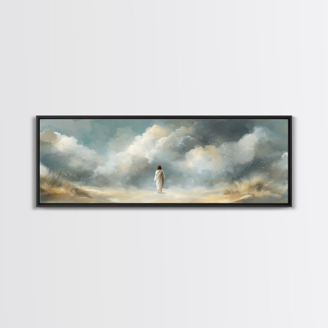 Cloudborne Light – Framed Canvas Print – Panoramic Print – Christian Art Canvas – Jesus Painting – Christian Wall Art – Modern Christian Ar