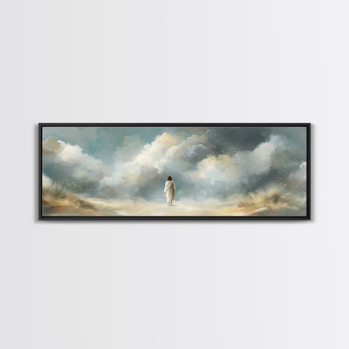 Cloudborne Light – Framed Canvas Print – Panoramic Print – Christian Art Canvas – Jesus Painting – Christian Wall Art – Modern Christian Ar