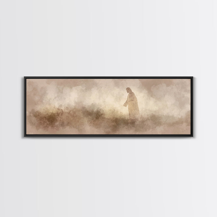 Dust And Dawn | Framed Canvas Print | Panoramic Frame | Christian Art Canvas | Jesus Painting | Christian Wall Art | Moody Christian Art |