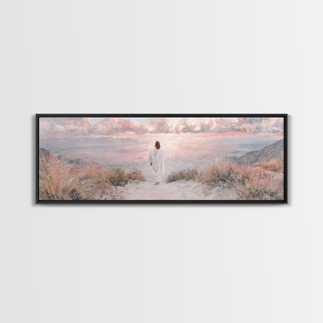 Radiant Ascend, Framed Canvas Print, Extra Wide Art, Christian Wall Art, Christian Art Canvas, Jesus Painting, Modern Christian Painting, C