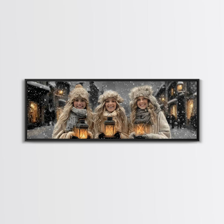 Winter Lantern Joy | Framed Canvas Print | Panoramic Art | Christmas Wall Art | Christian Christmas Art | Christian Decor | Christian Art C