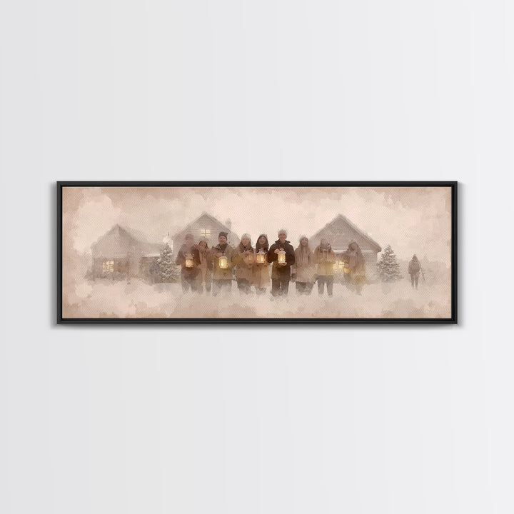 Winter Choir Line | Framed Canvas Print | Panoramic Painting | Christmas Art | Christian Christmas Art | Christian Decor | Christian Art Ca