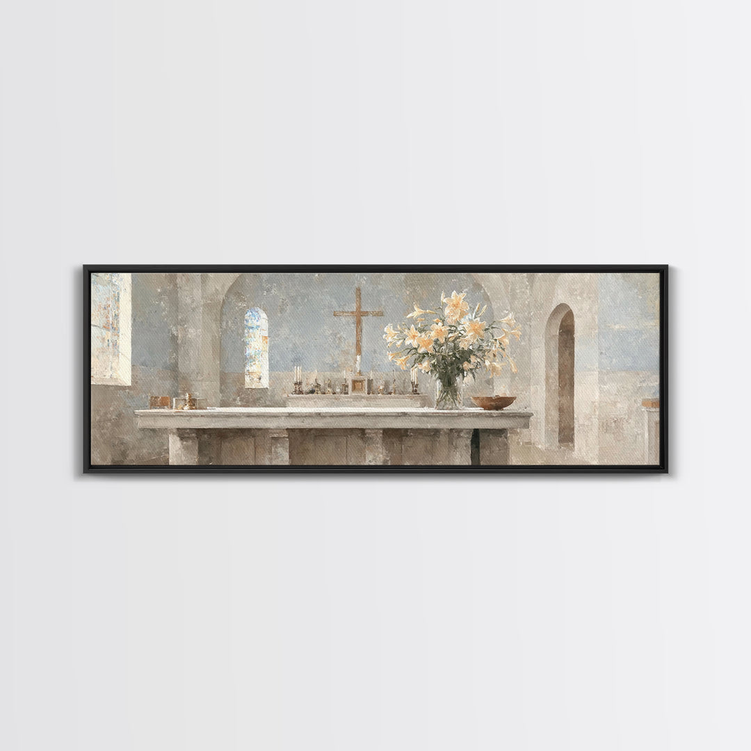 Sacred Stillness | Framed Canvas Print | Panoramic Wall Art | Christian Art Canvas | Christmas Art | Christian Art | Moody Christian Art