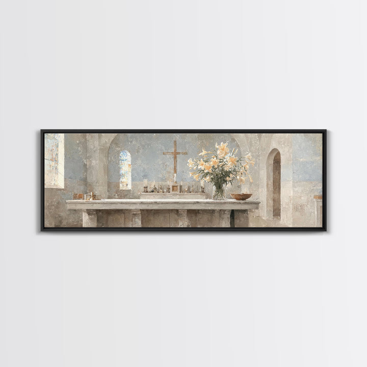 Sacred Stillness | Framed Canvas Print | Panoramic Wall Art | Christian Art Canvas | Christmas Art | Christian Art | Moody Christian Art
