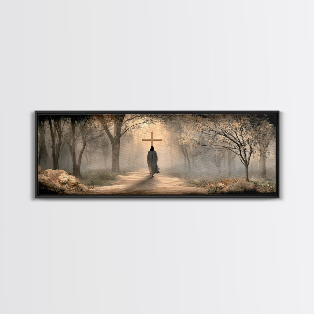 Path Of Mercy – Framed Canvas Print – Christian Wall Art – Jesus Painting – Panoramic Art – Christian Art Canvas – Christian Christmas Art