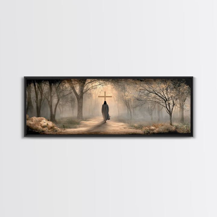 Path Of Mercy – Framed Canvas Print – Christian Wall Art – Jesus Painting – Panoramic Art – Christian Art Canvas – Christian Christmas Art