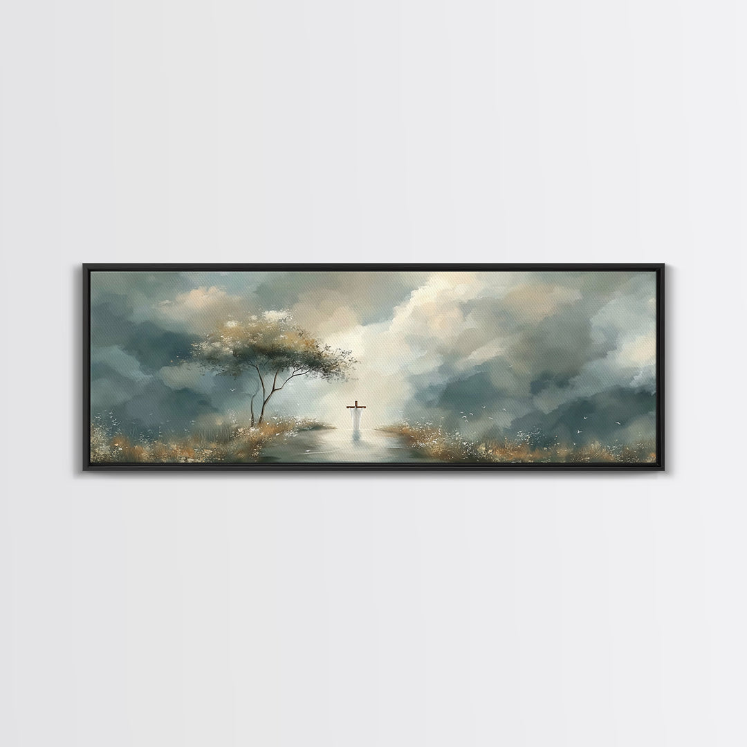 Heavenly Stillness, Framed Canvas Print, Christian Art Canvas, Panoramic Art, Christian Painting, Minimalist Christian Art, Christian Wall