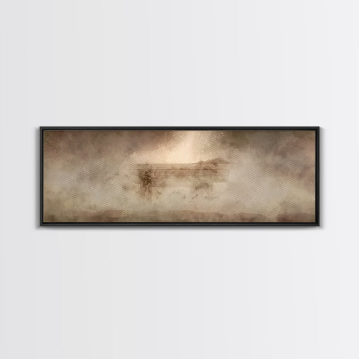 Holy Cradle Glow, Framed Canvas Print, Panoramic Wall Art, Christian Art Canvas, Christian Christmas Art, Christmas Wall Art, Christian Dec