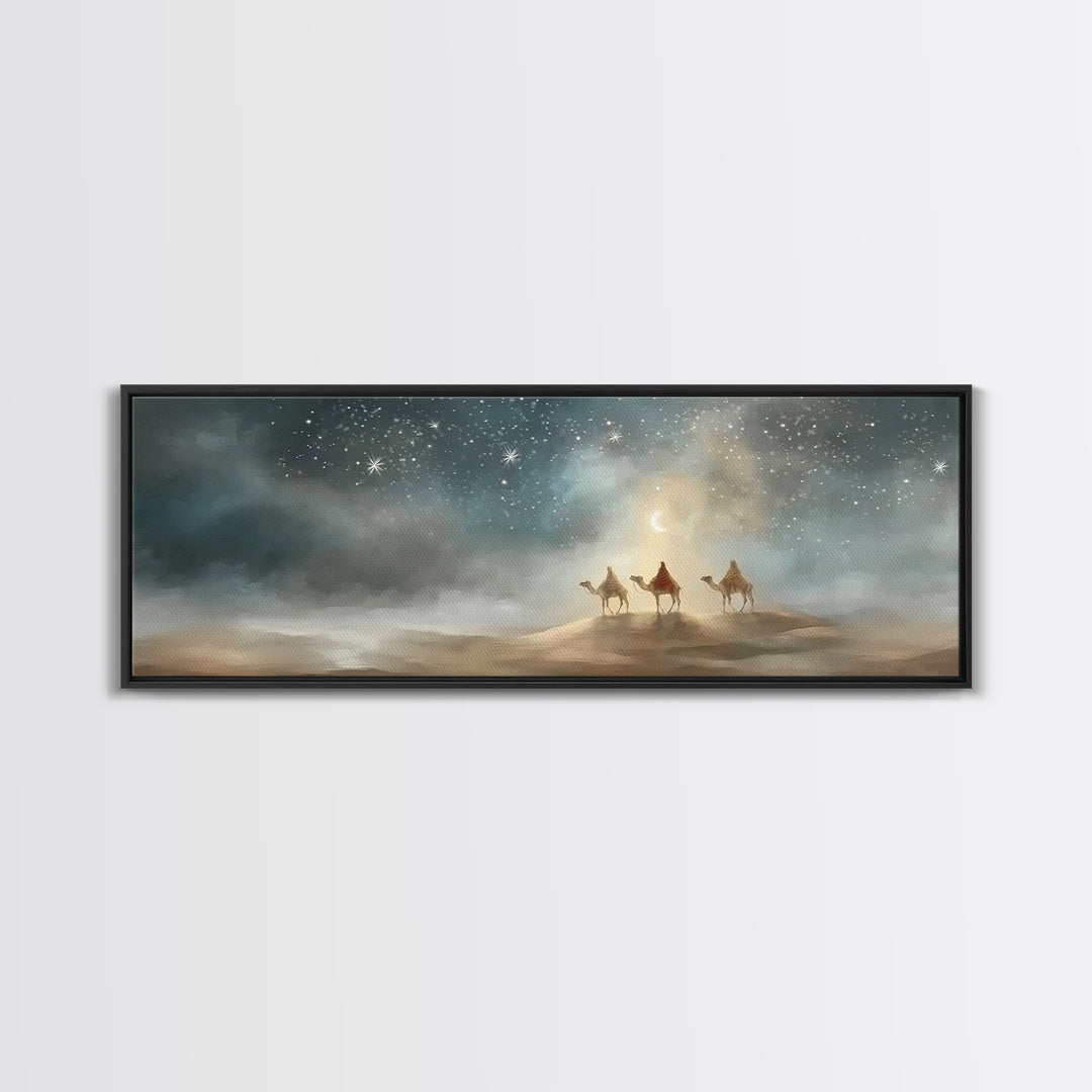 Guided By Heaven | Framed Canvas Print | Panoramic Wall Art | Christian Art Canvas | Christmas Wall Art | Christian Christmas Art | Christi