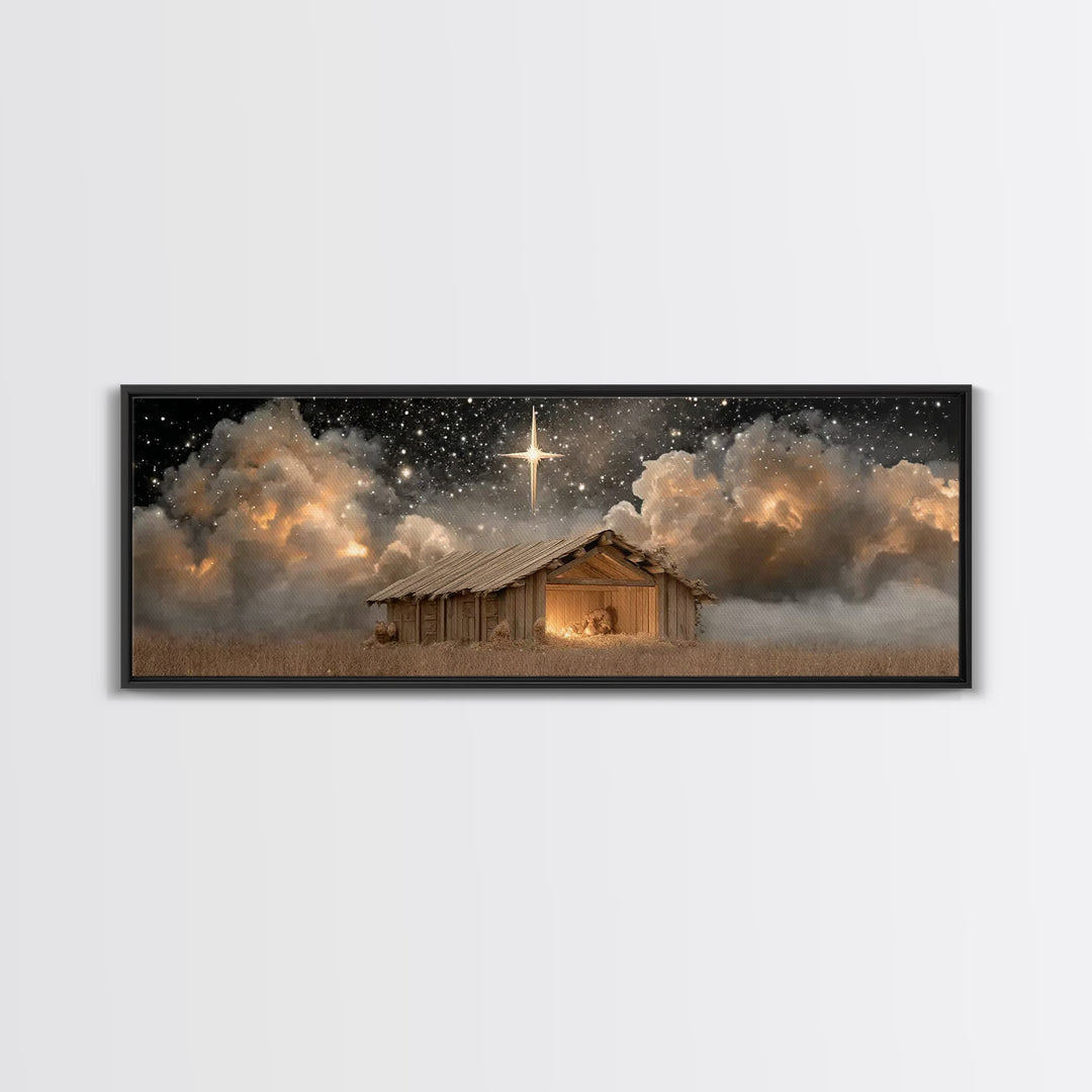 Humble Refuge | Framed Canvas Print | Panoramic Wall Art | Christian Christmas Art | Christmas Art Work | Christian Gift Ideas | Christian