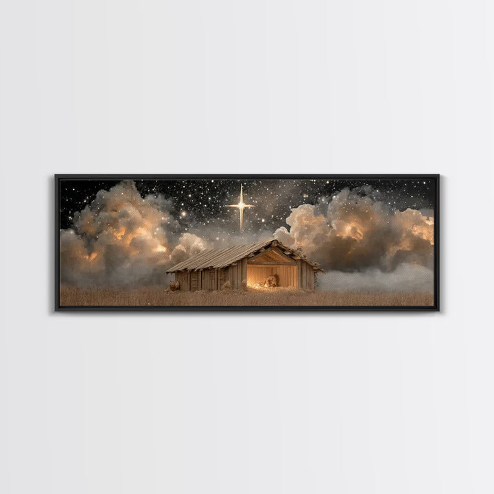 Humble Refuge | Framed Canvas Print | Panoramic Wall Art | Christian Christmas Art | Christmas Art Work | Christian Gift Ideas | Christian