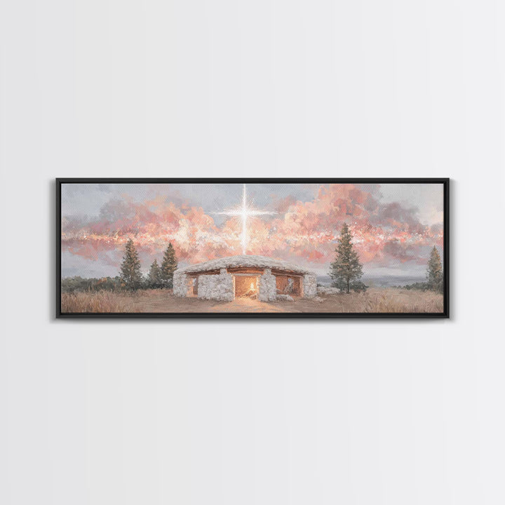 Radiant Promise – Framed Canvas Print – Panoramic Painting – Christian Art – Modern Christian Art – Christmas Art Framed – Jesus Painting
